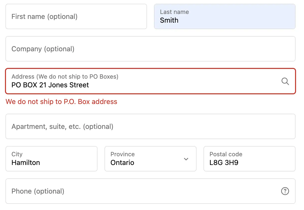 PO BOX rule test result