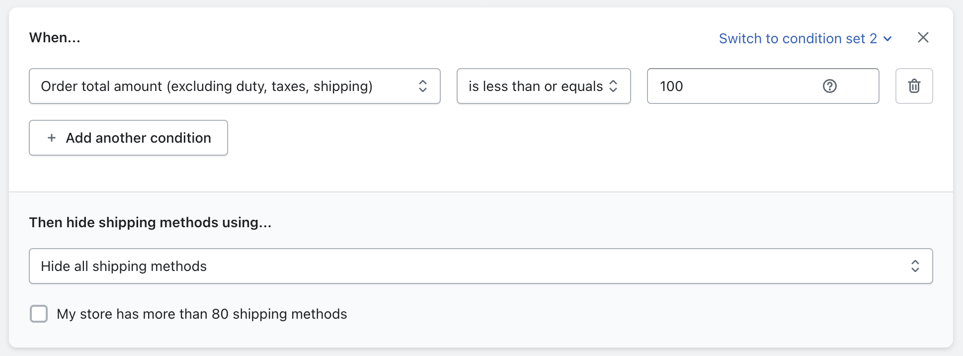 Set rule settings in the app