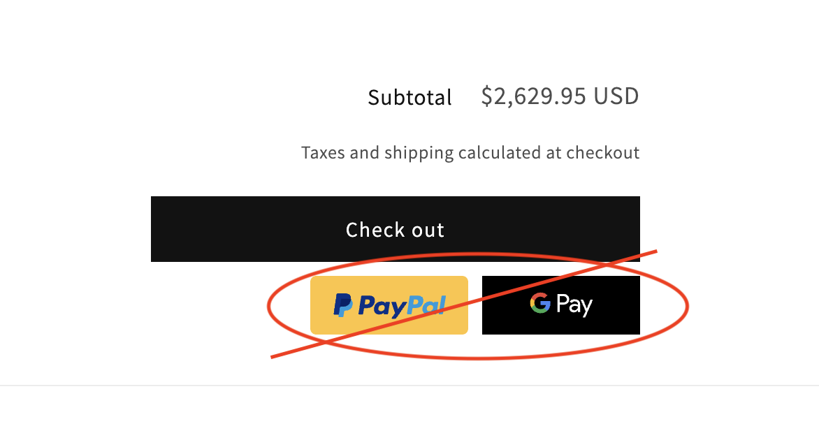 Hide express checkout buttons in cart