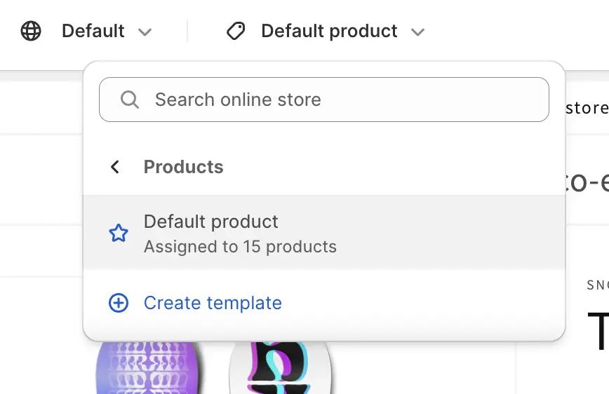 Deafult product page template selection